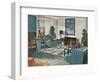 Modern Blue Living Room-null-Framed Art Print