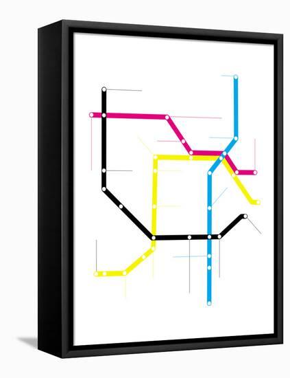 Modern City Subway Map-oriontrail2-Framed Stretched Canvas