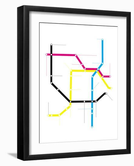 Modern City Subway Map-oriontrail2-Framed Art Print