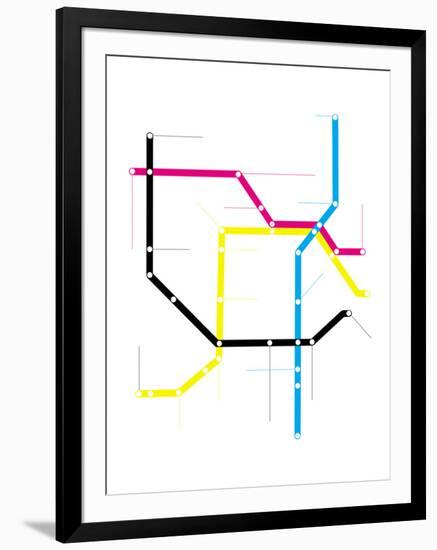 Modern City Subway Map-oriontrail2-Framed Art Print