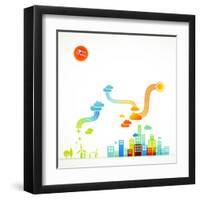 Modern Ecological Town Illustration-radoma-Framed Art Print