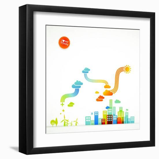 Modern Ecological Town Illustration-radoma-Framed Art Print