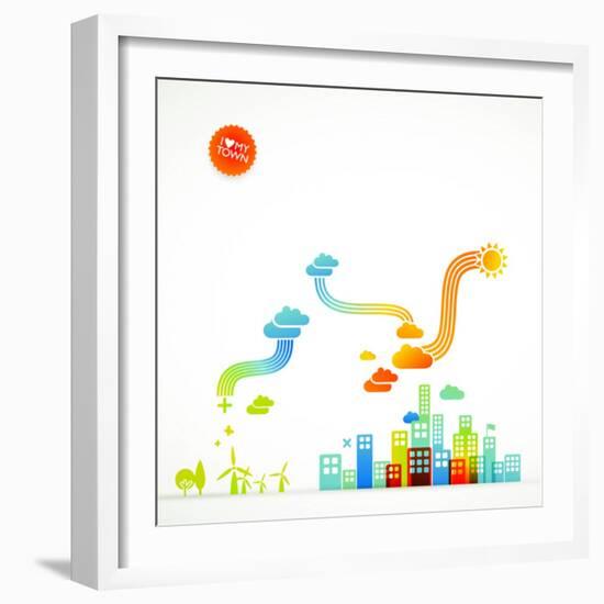 Modern Ecological Town Illustration-radoma-Framed Art Print