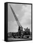 Modern Fire Engine, with Men Raising Ladder Above Truck-null-Framed Stretched Canvas