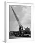 Modern Fire Engine, with Men Raising Ladder Above Truck-null-Framed Photographic Print