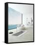 Modern Floor Bathtub Against Huge Window with Seascape View-PlusONE-Framed Stretched Canvas