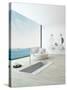 Modern Floor Bathtub Against Huge Window with Seascape View-PlusONE-Stretched Canvas