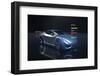 Modern Futuristic Electric Car on Production Platform. 3D Illustration Render-yucelyilmaz-Framed Photographic Print