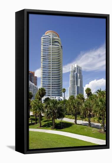 Modern High Rise, Tower in the South Pointe Park, Miami South Beach, Florida, Usa-Axel Schmies-Framed Stretched Canvas