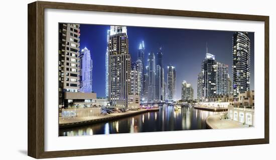 Modern High Rises, Dubai Marina at Night, Dubai, United Arab Emirates-Axel Schmies-Framed Photographic Print