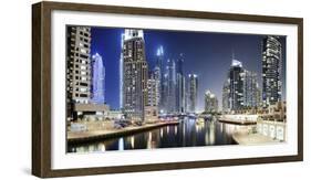 Modern High Rises, Dubai Marina at Night, Dubai, United Arab Emirates-Axel Schmies-Framed Photographic Print