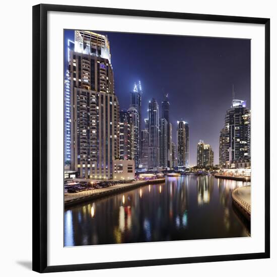 Modern High Rises, Dubai Marina by Night, Dubai, United Arab Emirates, the Middle East-Axel Schmies-Framed Photographic Print