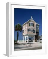 Modern House by the Beach in the Gulf Coast Town of Bradenton Beach, South of Tampa, Florida, USA-Fraser Hall-Framed Photographic Print