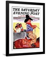 "Modern Indians and Dude," Saturday Evening Post Cover, August 14, 1937-William Bailey-Framed Premium Giclee Print