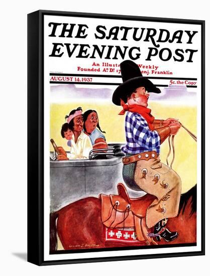 "Modern Indians and Dude," Saturday Evening Post Cover, August 14, 1937-William Bailey-Framed Stretched Canvas