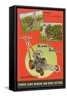 Modern Lawn Mower Advertisement-null-Framed Stretched Canvas
