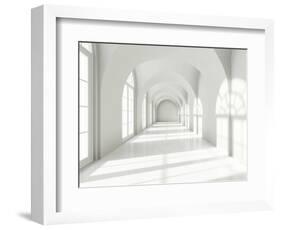 Modern Long Corridor With Big Windows-FreshPaint-Framed Art Print