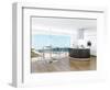 Modern Luxury Kitchen Interior with Fantastic Seascape View-PlusONE-Framed Photographic Print