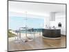 Modern Luxury Kitchen Interior with Fantastic Seascape View-PlusONE-Mounted Photographic Print