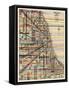 Modern Map of Chicago-Nikki Galapon-Framed Stretched Canvas