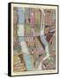 Modern Map of New York II-Nikki Galapon-Framed Stretched Canvas