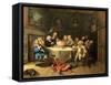 Modern Midnight Conversation-William Hogarth-Framed Stretched Canvas