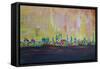 Modern Munich Skyline Silhouette in Neon-Martina Bleichner-Framed Stretched Canvas