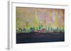 Modern Munich Skyline Silhouette in Neon-Martina Bleichner-Framed Art Print