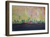 Modern Munich Skyline Silhouette in Neon-Martina Bleichner-Framed Premium Giclee Print