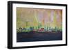 Modern Munich Skyline Silhouette in Neon-Martina Bleichner-Framed Premium Giclee Print