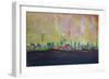 Modern Munich Skyline Silhouette in Neon-Martina Bleichner-Framed Premium Giclee Print