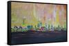 Modern Munich Skyline Silhouette in Neon-Martina Bleichner-Framed Stretched Canvas