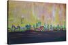 Modern Munich Skyline Silhouette in Neon-Martina Bleichner-Stretched Canvas