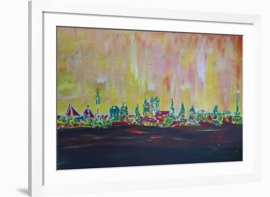 Modern Munich Skyline Silhouette in Neon-Martina Bleichner-Framed Art Print