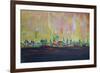 Modern Munich Skyline Silhouette in Neon-Martina Bleichner-Framed Art Print