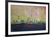 Modern Munich Skyline Silhouette in Neon-Martina Bleichner-Framed Art Print