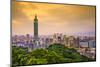Modern Office Buildings in Taipei, Taiwan at Dusk.-SeanPavonePhoto-Mounted Photographic Print