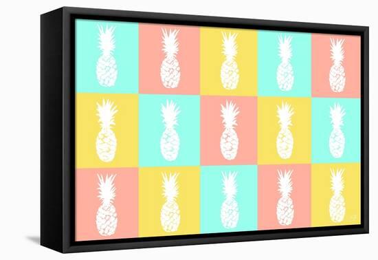 Modern Pineapple Squares-Julie DeRice-Framed Stretched Canvas