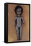 Modern Plastic Black Girl Doll Slightly Scratched and Soiled Lying on Rusty Metal Sheet-Den Reader-Framed Stretched Canvas