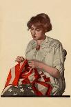 Woman Cuts a Dress Patter with Her Scissors-Modern Priscilla-Mounted Art Print