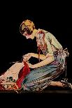 Woman Cuts a Dress Patter with Her Scissors-Modern Priscilla-Mounted Art Print