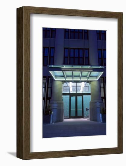 Modern Residential Building Entrance at Night-jrferrermn-Framed Photographic Print