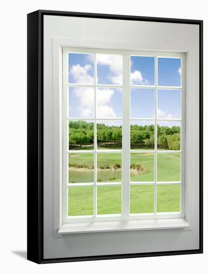 Modern Residential Window with Lake View-ilker canikligil-Framed Stretched Canvas