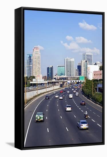 Modern Road System Leading to the Commercial Centre, Tel Aviv, Israel, Middle East-Gavin Hellier-Framed Stretched Canvas