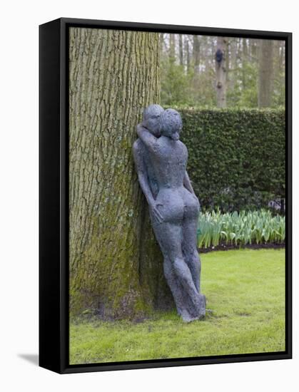 Modern Sculpture of Nude Couple Embracing, Keukenhof, Park and Gardens Near Amsterdam, Netherlands-Amanda Hall-Framed Stretched Canvas