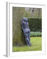 Modern Sculpture of Nude Couple Embracing, Keukenhof, Park and Gardens Near Amsterdam, Netherlands-Amanda Hall-Framed Photographic Print