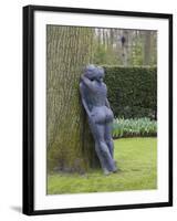 Modern Sculpture of Nude Couple Embracing, Keukenhof, Park and Gardens Near Amsterdam, Netherlands-Amanda Hall-Framed Photographic Print