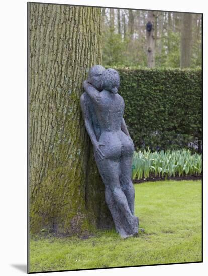 Modern Sculpture of Nude Couple Embracing, Keukenhof, Park and Gardens Near Amsterdam, Netherlands-Amanda Hall-Mounted Photographic Print