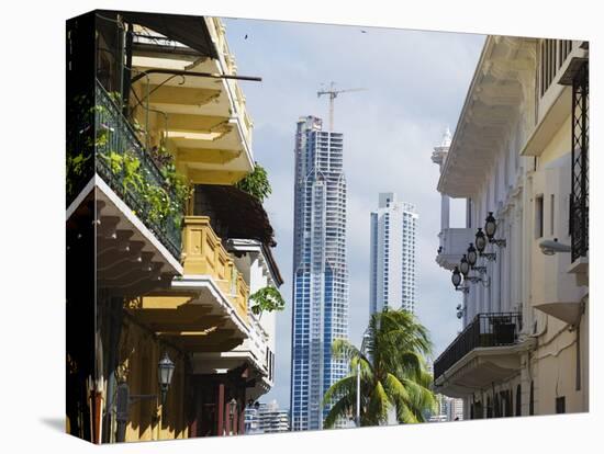 Modern Skyscrapers and Historical Old Town, UNESCO World Heritage Site, Panama City, Panama-Christian Kober-Stretched Canvas