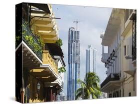 Modern Skyscrapers and Historical Old Town, UNESCO World Heritage Site, Panama City, Panama-Christian Kober-Stretched Canvas